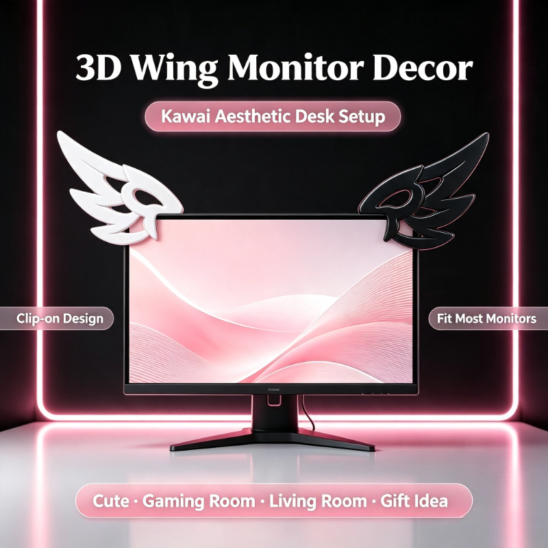 Desk Setup Gifts - Kawaii 3D Wing Decor for Computer