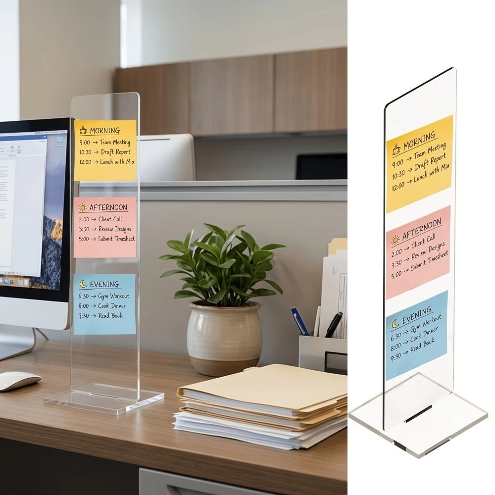Sticky Memo Holder - Durable Acrylic Memo Message Board Detachable