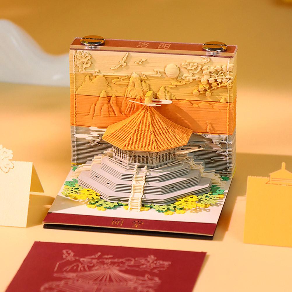 Sticky Memo Holder - 3D Memo Pad Ancient Architecture Paper