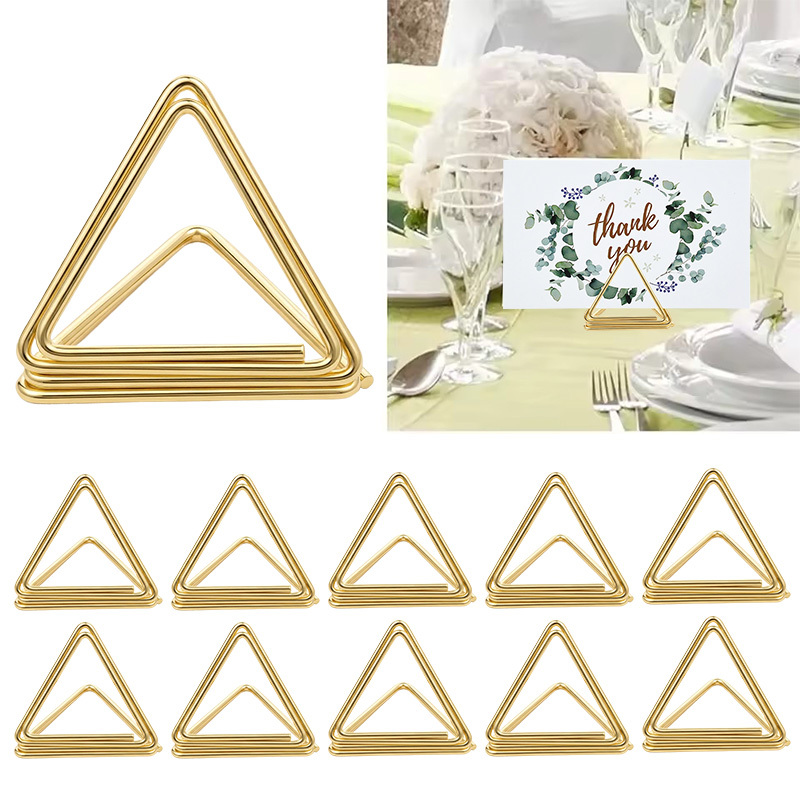 Desk Setup Photo - 10pcs Triangular Upright Metal Card Holders,