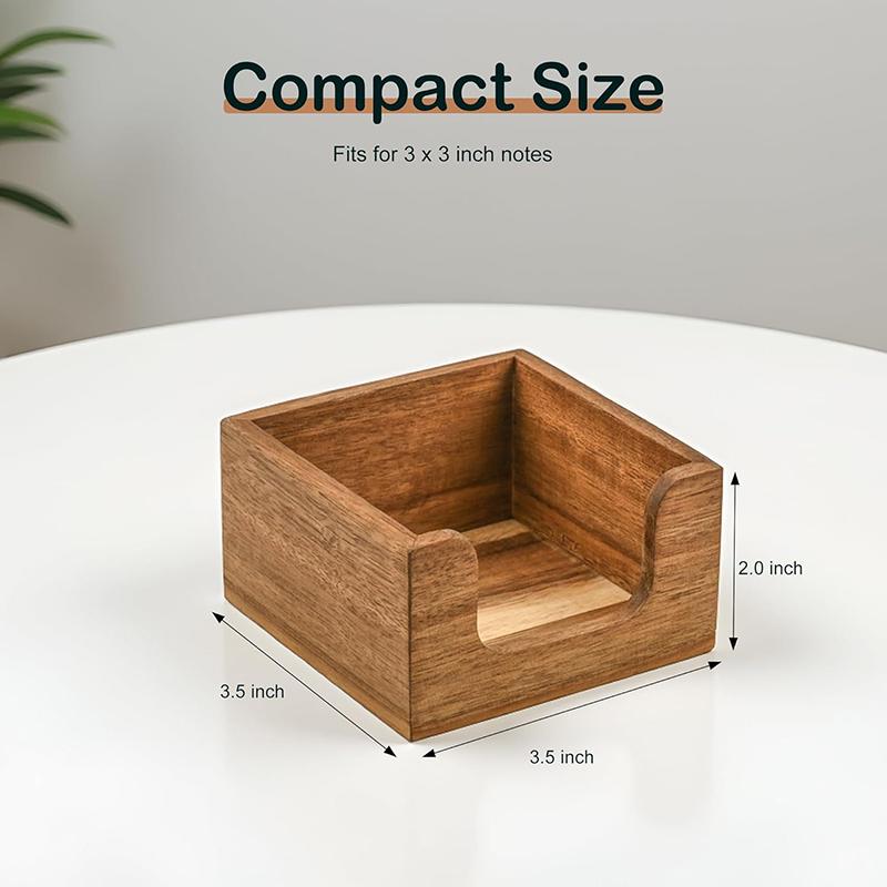 Sticky Memo Holder - Minimalist Wooden Desk Organizer 3 Pen