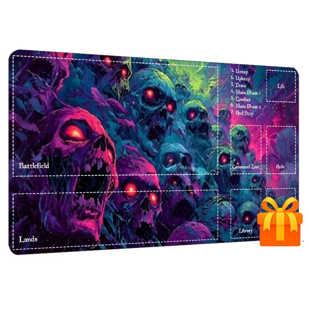 Desk Setup Trading - Colorful Neon Horror Skull Large Extended