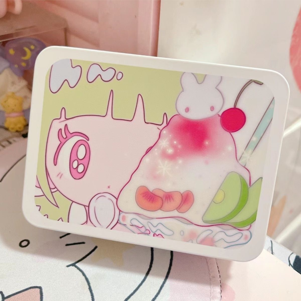 Korean Desk Setup - Cute Cartoon Smoothie Girl Printed Tin