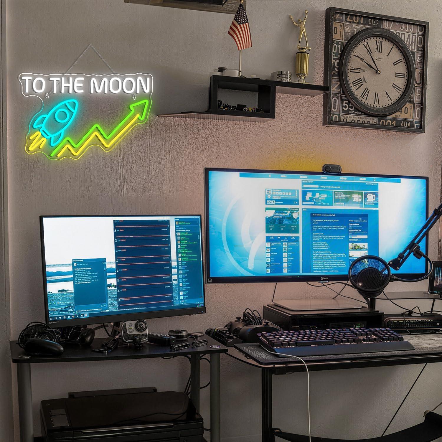 Stock Neon Sign Day Trading Ac - огляд і ціна Desk Setup Trading