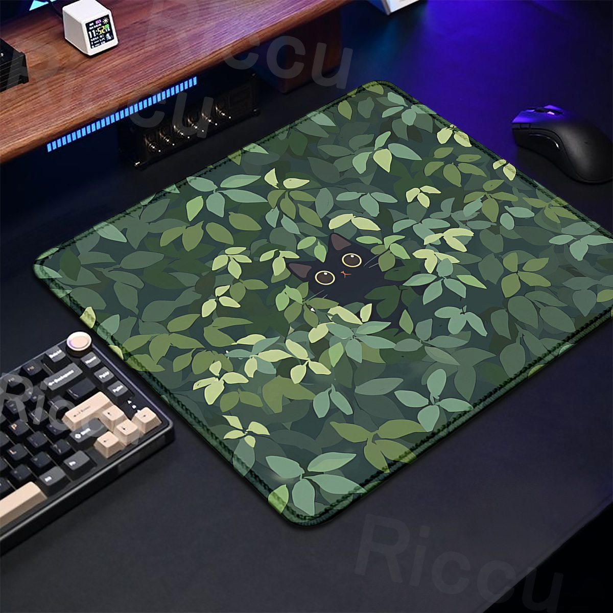 Kawaii Black Cat Mousepad 18x2 - огляд і ціна Korean Desk Setup