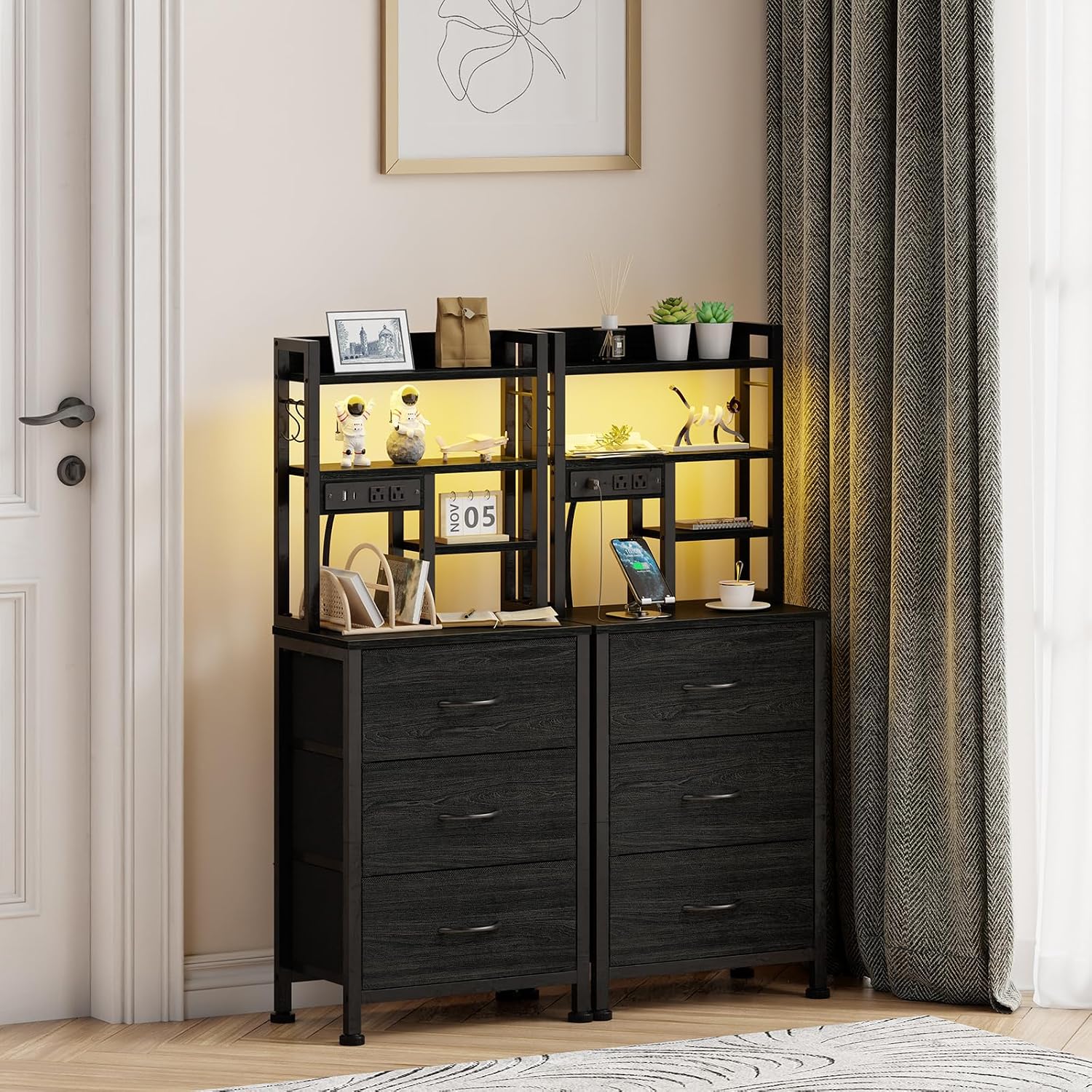 Nightstands Set of 2, Tall Nig - огляд і ціна Desk Setup Oak