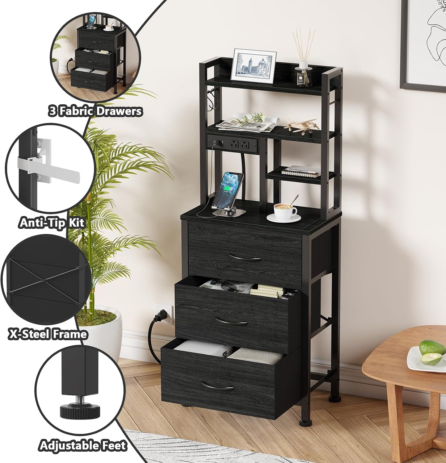 Nightstands Set of 2, Tall Nig - огляд і ціна Desk Setup Oak