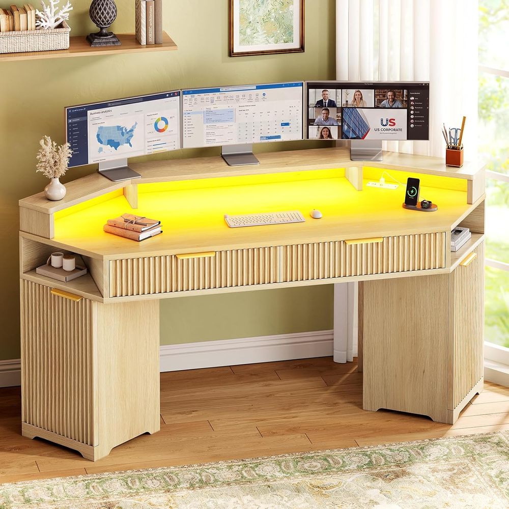 Dual-Desk Setup, Compact Diamo - огляд і ціна Desk Setup Oak